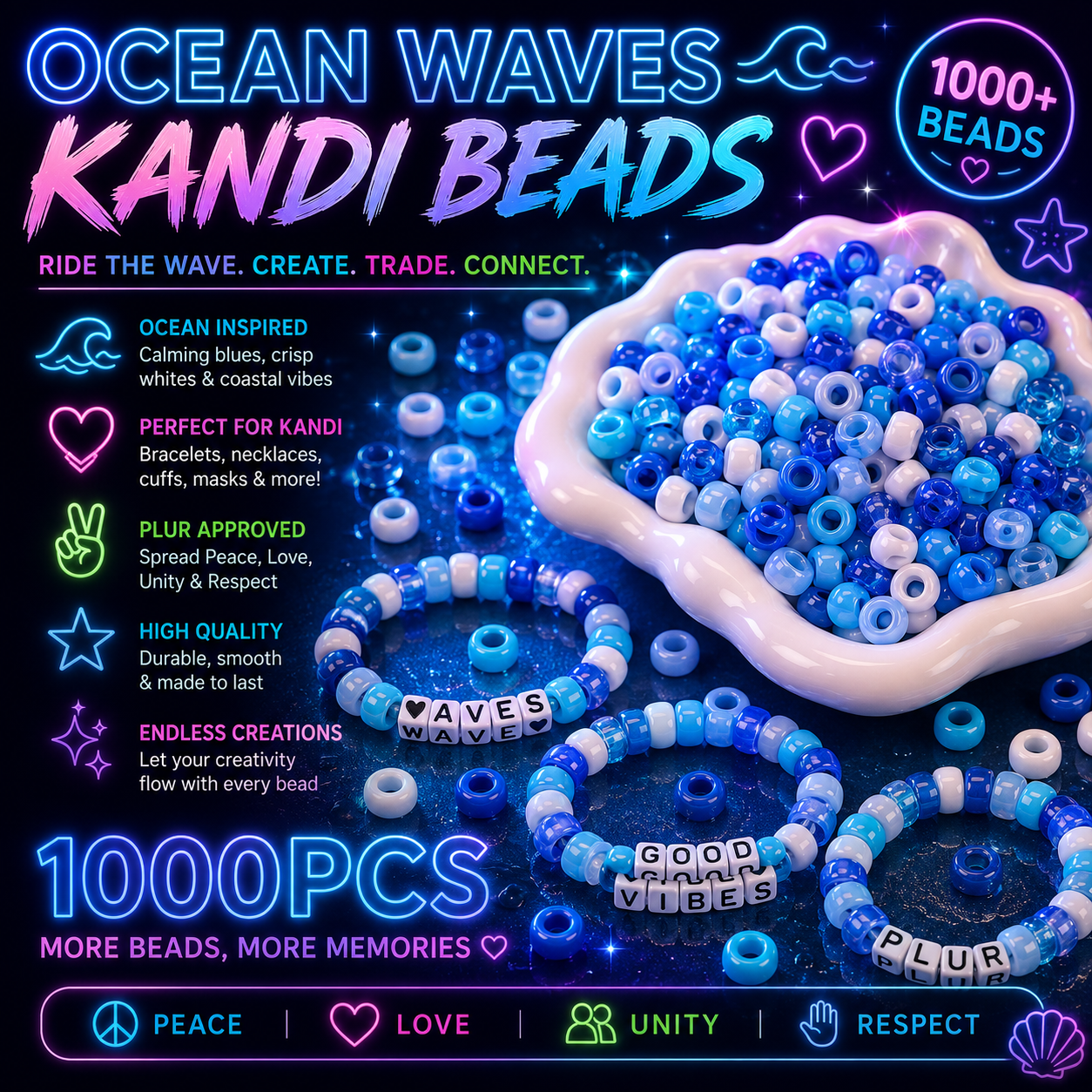 Ocean Waves Kandi Beads