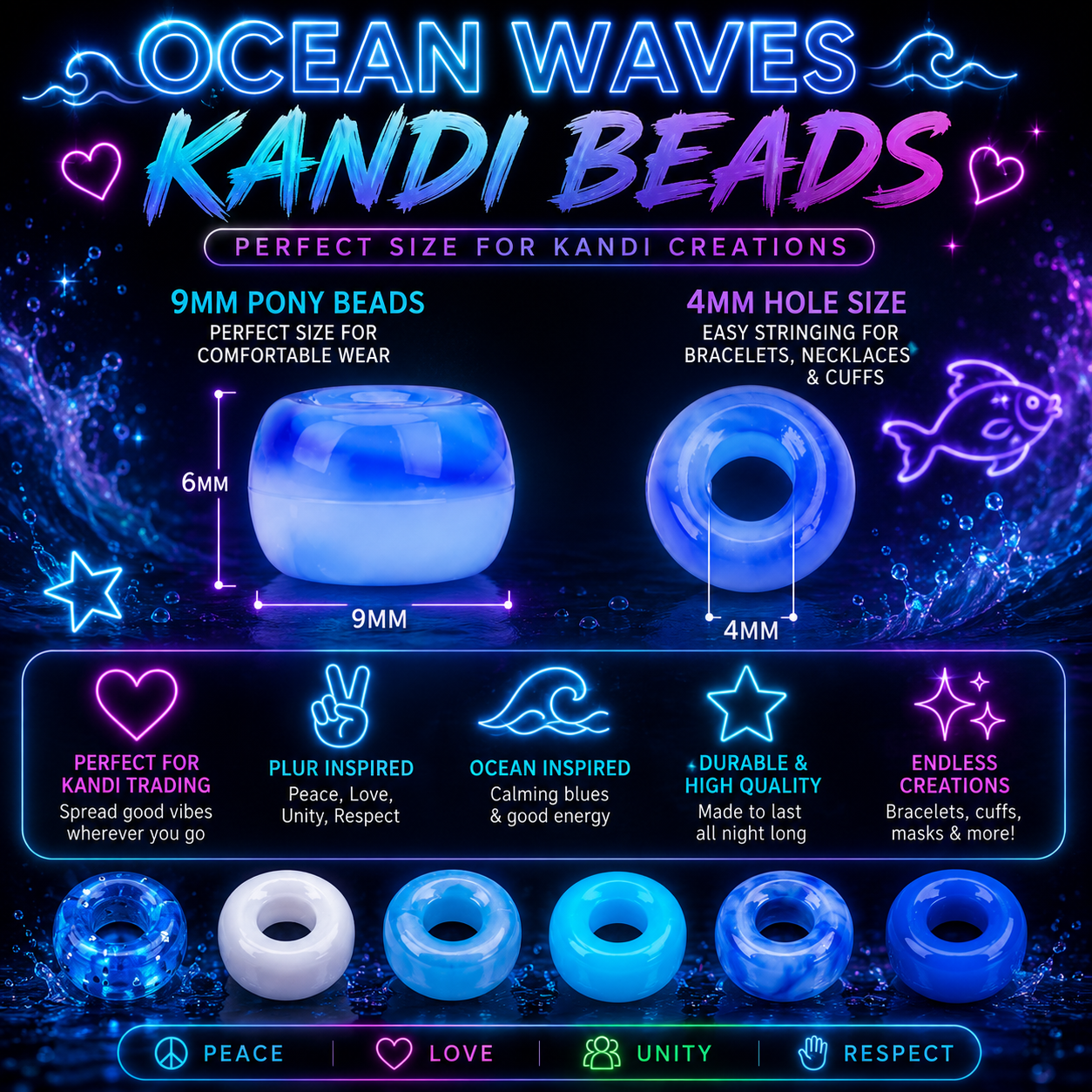 Ocean Waves Kandi Beads