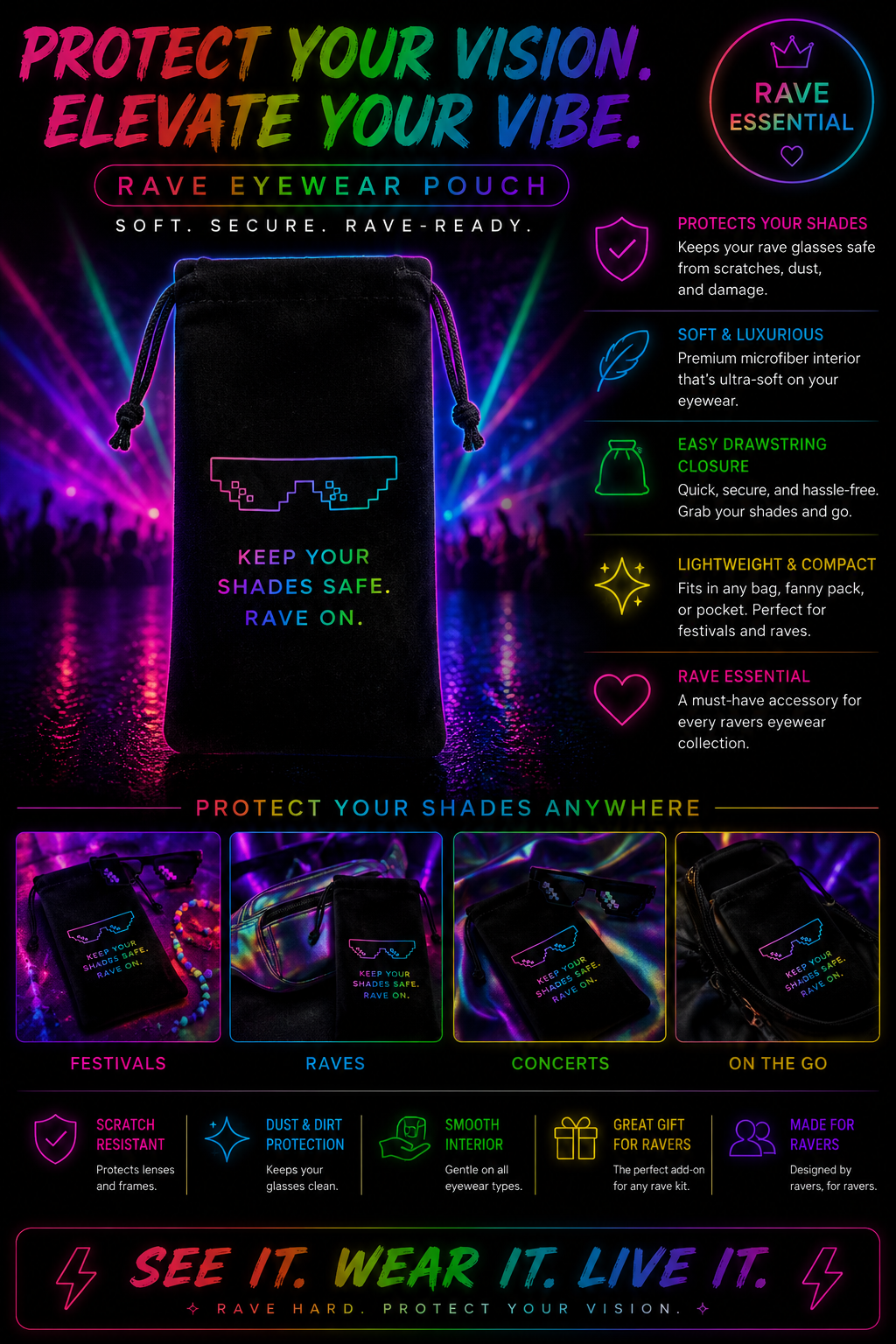 Bass Face Shades – Pixel Festival Glasses