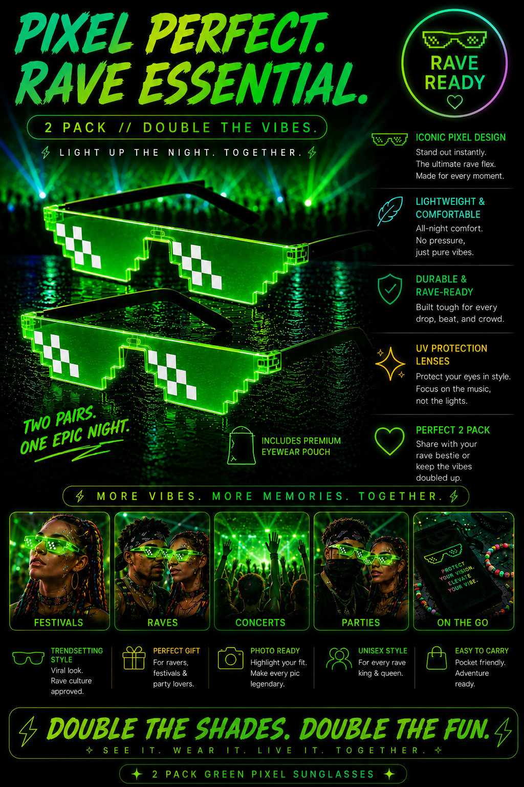 Bass Face Shades – Pixel Festival Glasses