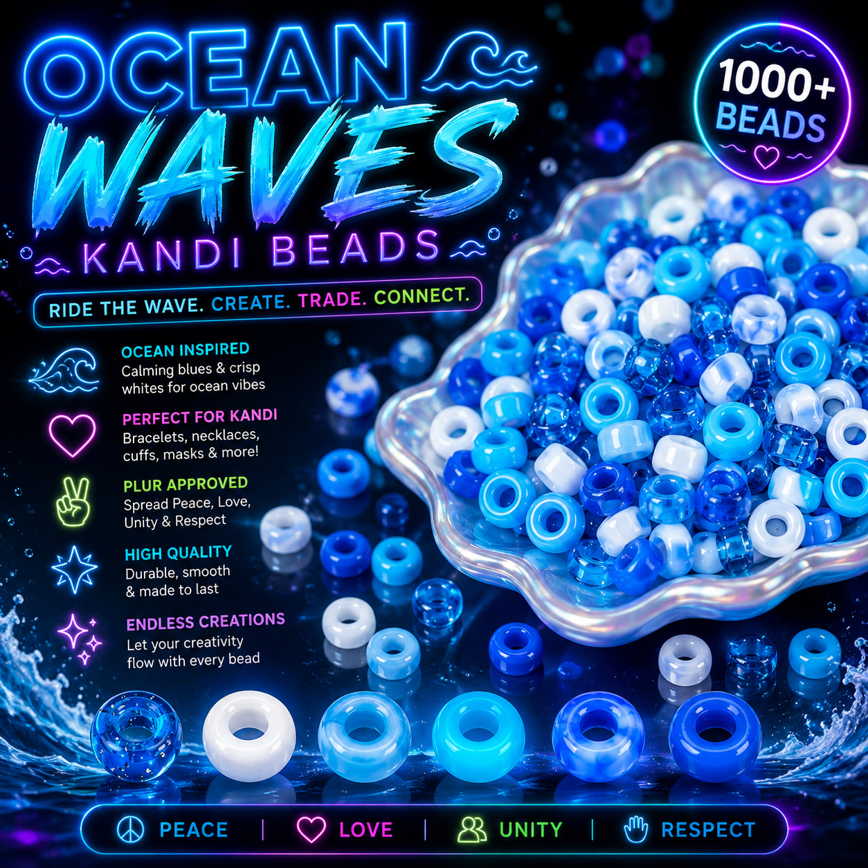 Ocean Waves Kandi Beads