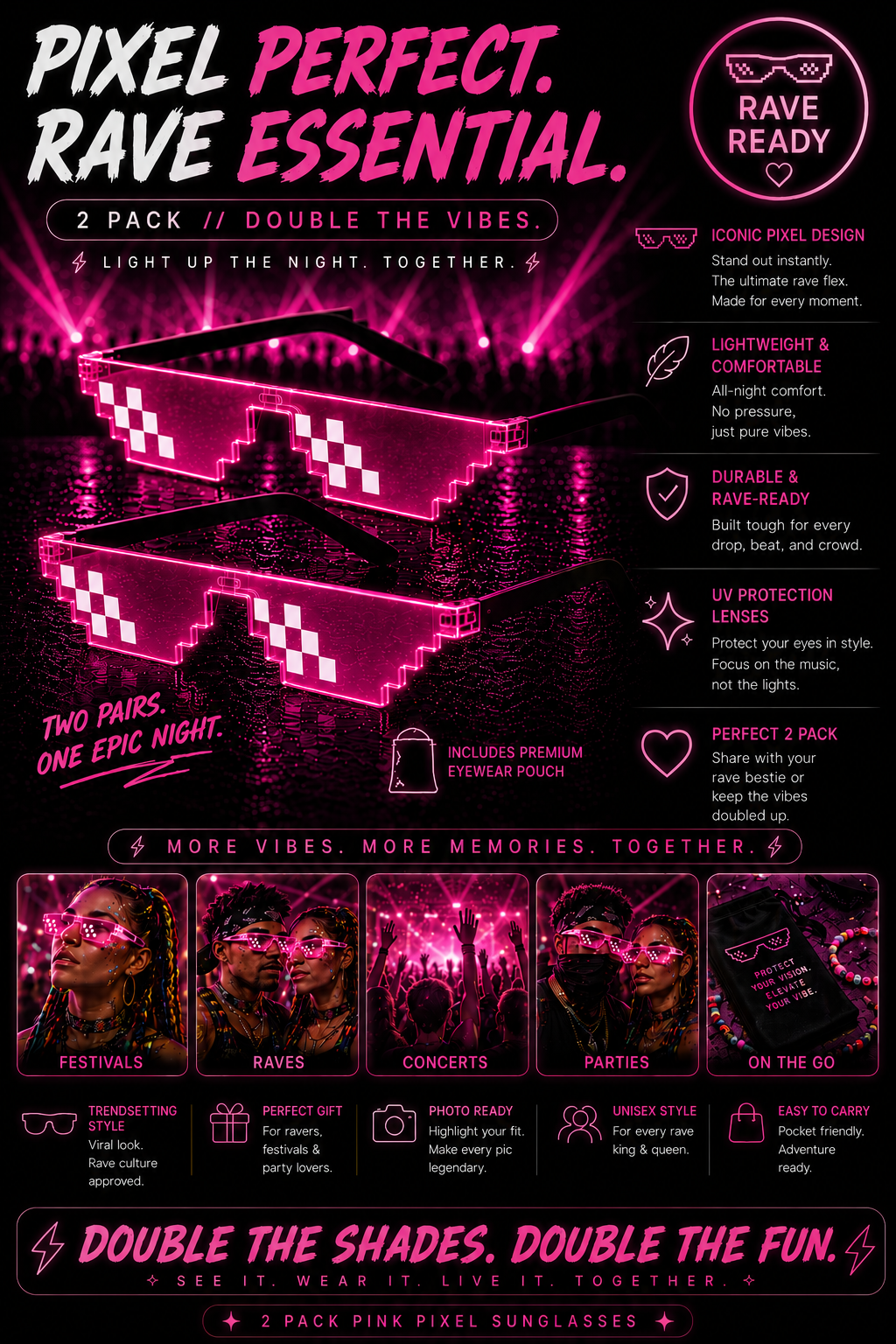 Bass Face Shades – Pixel Festival Glasses