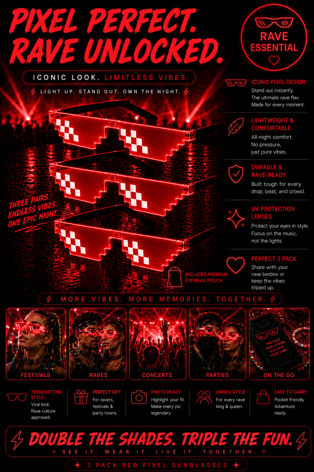 Bass Face Shades – Pixel Festival Glasses