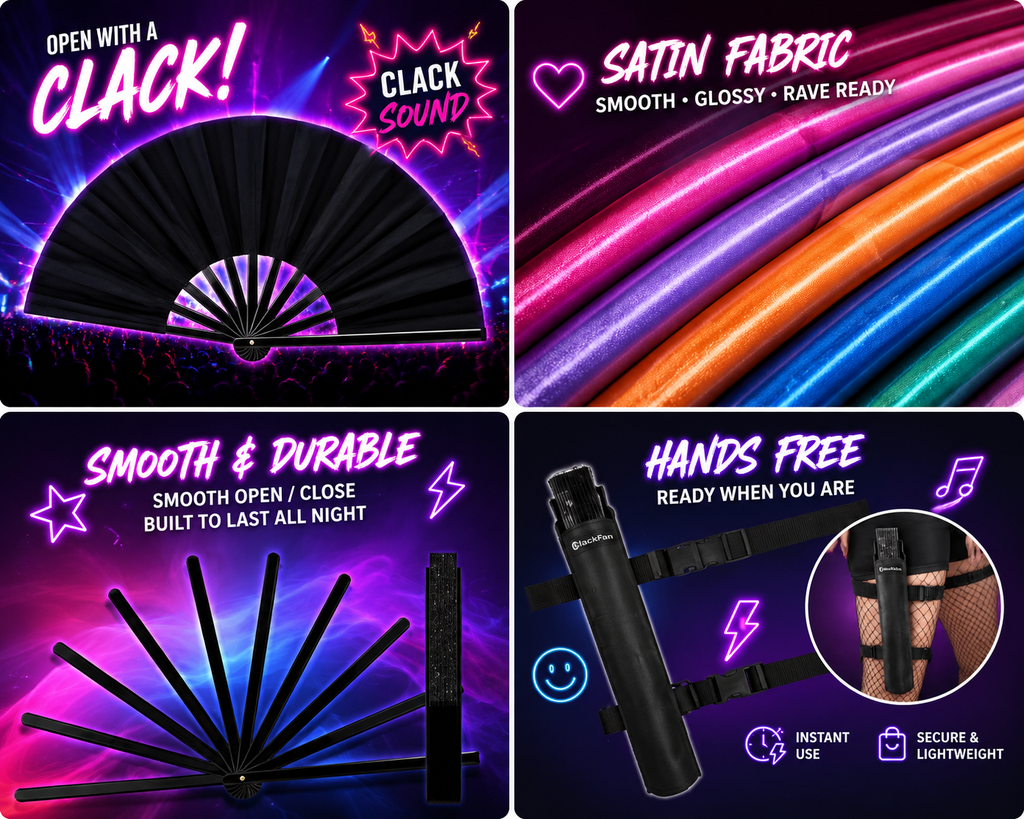 Rail Rider Clack Fan – Festival Fan & Holster Set