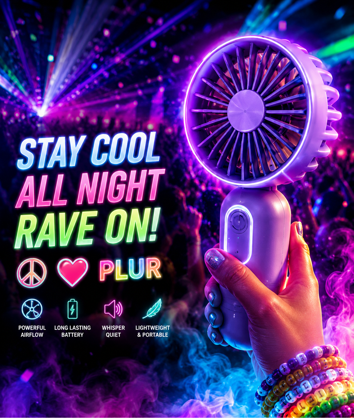 Festival Breeze Mini Fan – USB Rechargeable Cooling Fan